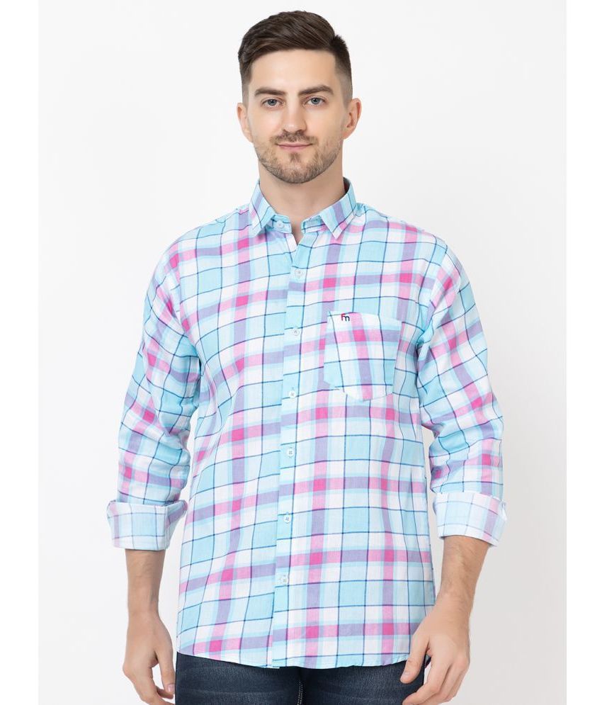     			MODERNITY Cotton Blend Regular Fit Checks Full Sleeves Men's Casual Shirt - Blue ( Pack of 1 )