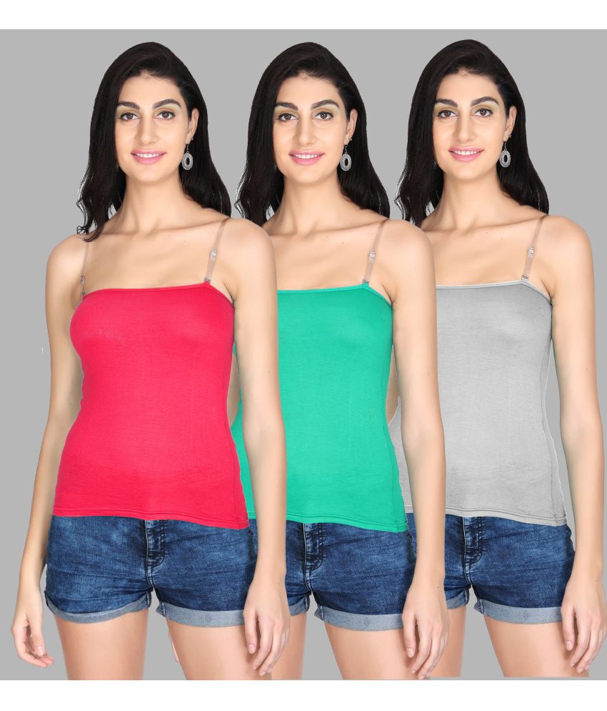     			Madam Camisole Cotton Blended Camisoles - Multi Color Pack of 3