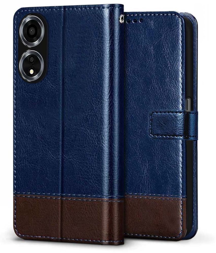     			NBOX Blue Flip Cover Leather Compatible For Oppo A59 5G ( Pack of 1 )