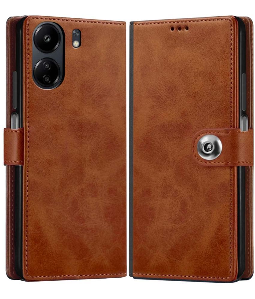     			NBOX Brown Flip Cover Leather Compatible For Redmi 13C 4G ( Pack of 1 )