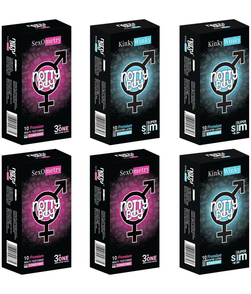     			NottyBoy 3 IN 1, Dotted, Ribbed, Contour & Ultra Thin Condoms - 60 Units