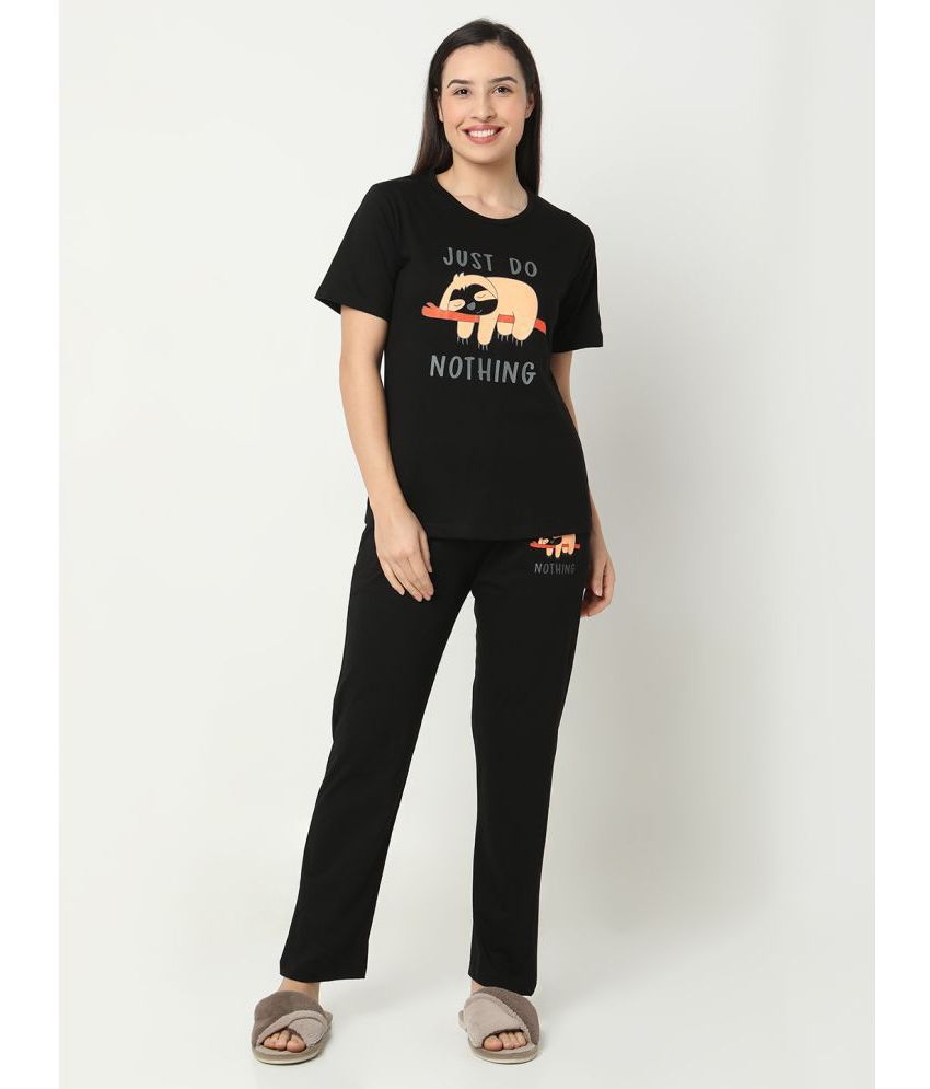     			Smarty Pants Black Cotton Women's Nightwear Nightsuit Sets ( Pack of 1 )