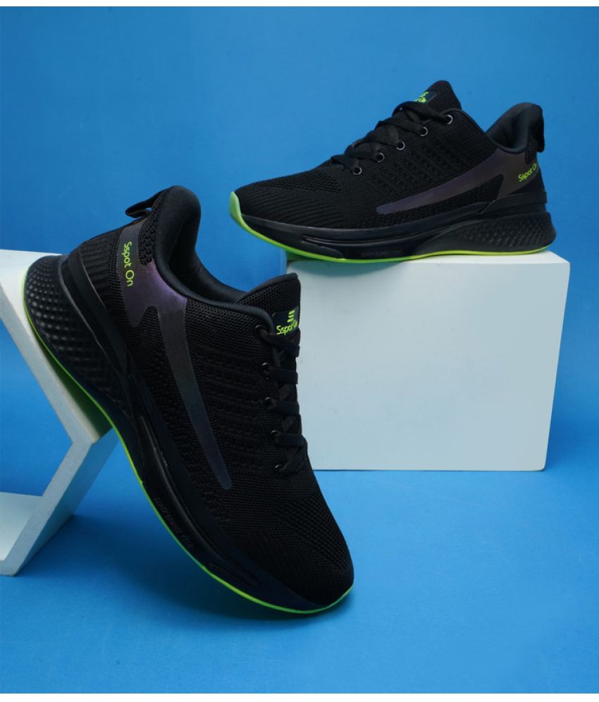     			Sspot On HYPER Black Men's Sports Running Shoes