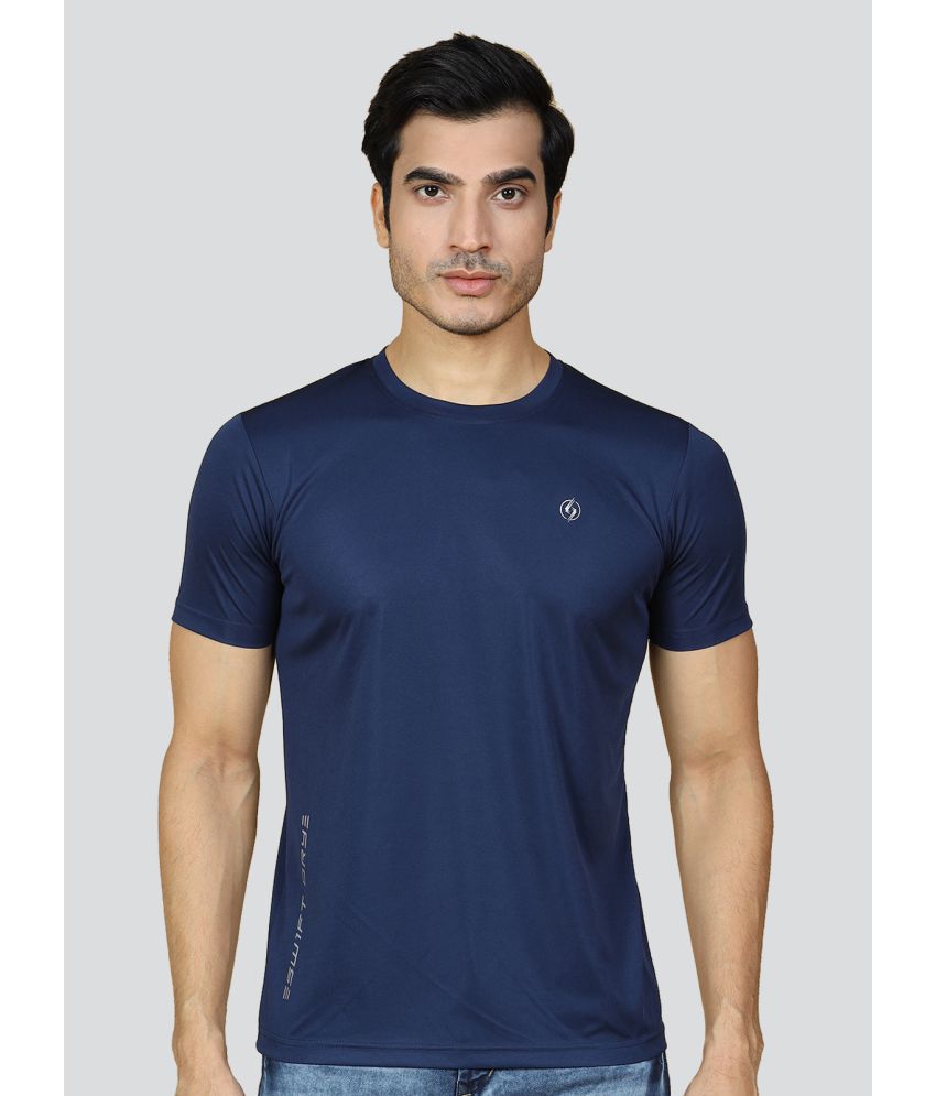     			Supersquad Polyester Regular Fit Solid Half Sleeves Men's T-Shirt - Navy Blue ( Pack of 1 )