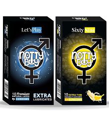 NottyBoy Extra Lubricated Plain and Banana Flavoured Condom - 20 Units