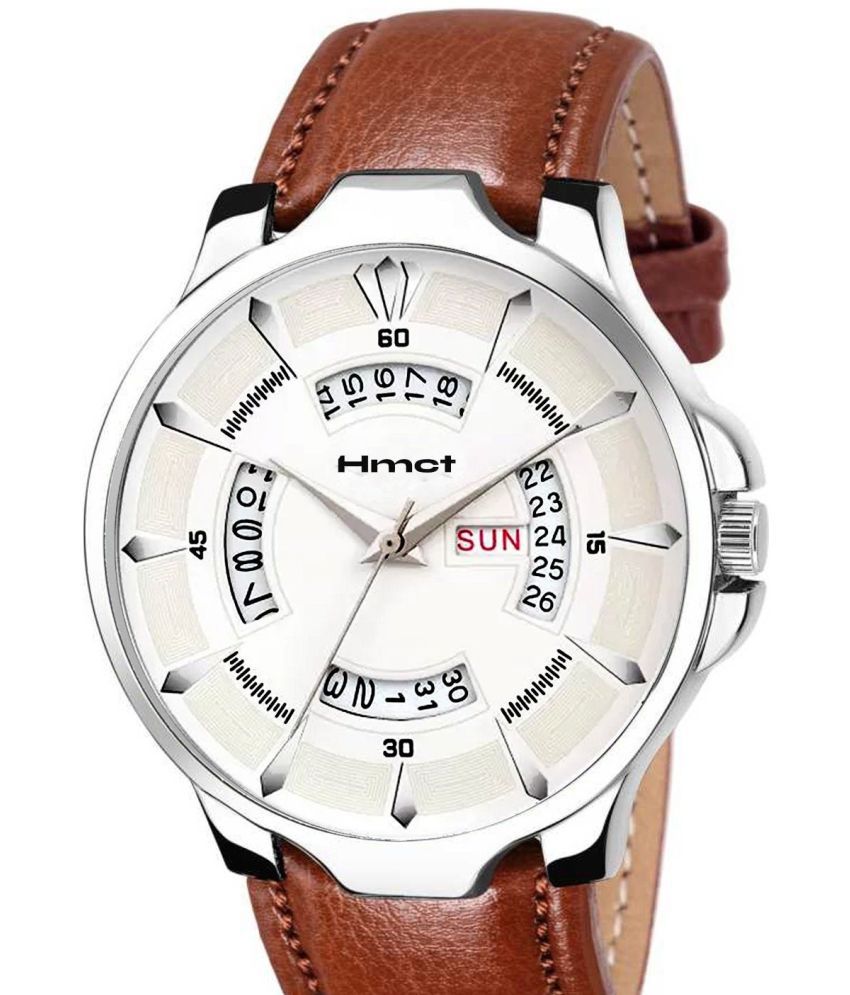     			HMCT Brown Leather Analog Men's Watch
