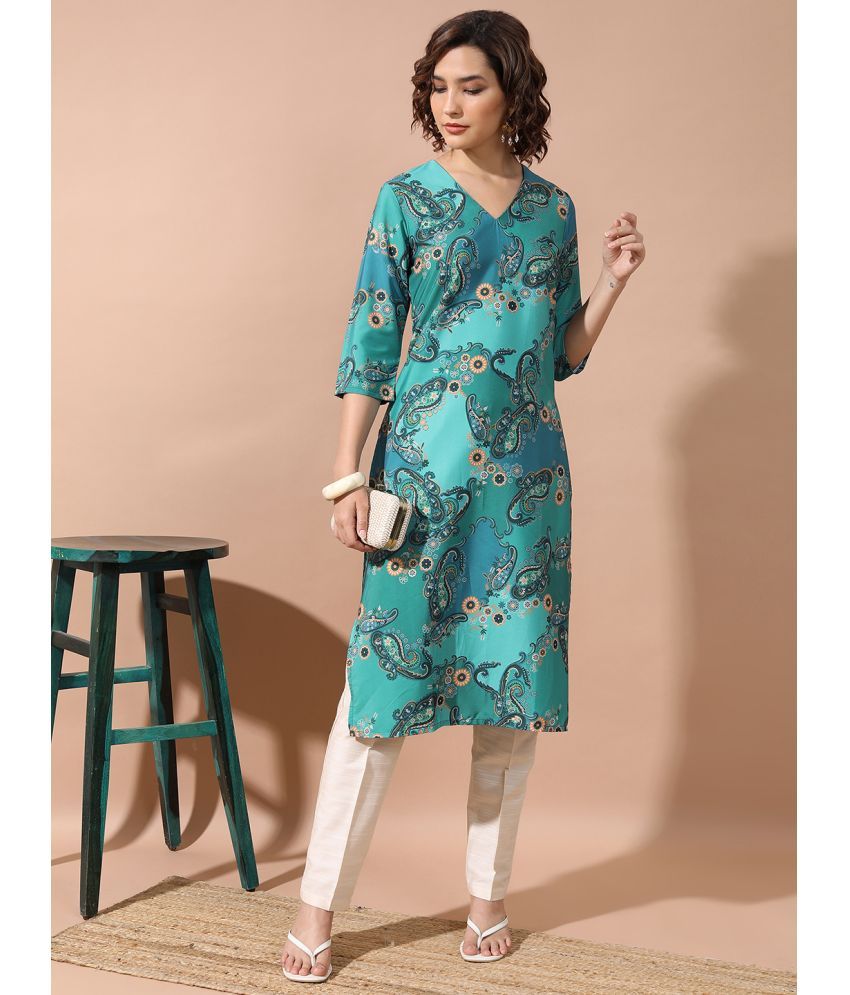     			Ketch Polyester Printed Straight Women's Kurti - Green ( Pack of 1 )