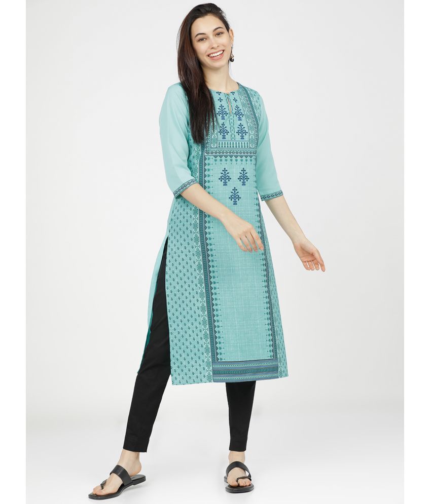     			Ketch Polyester Printed Straight Women's Kurti - Green ( Pack of 1 )