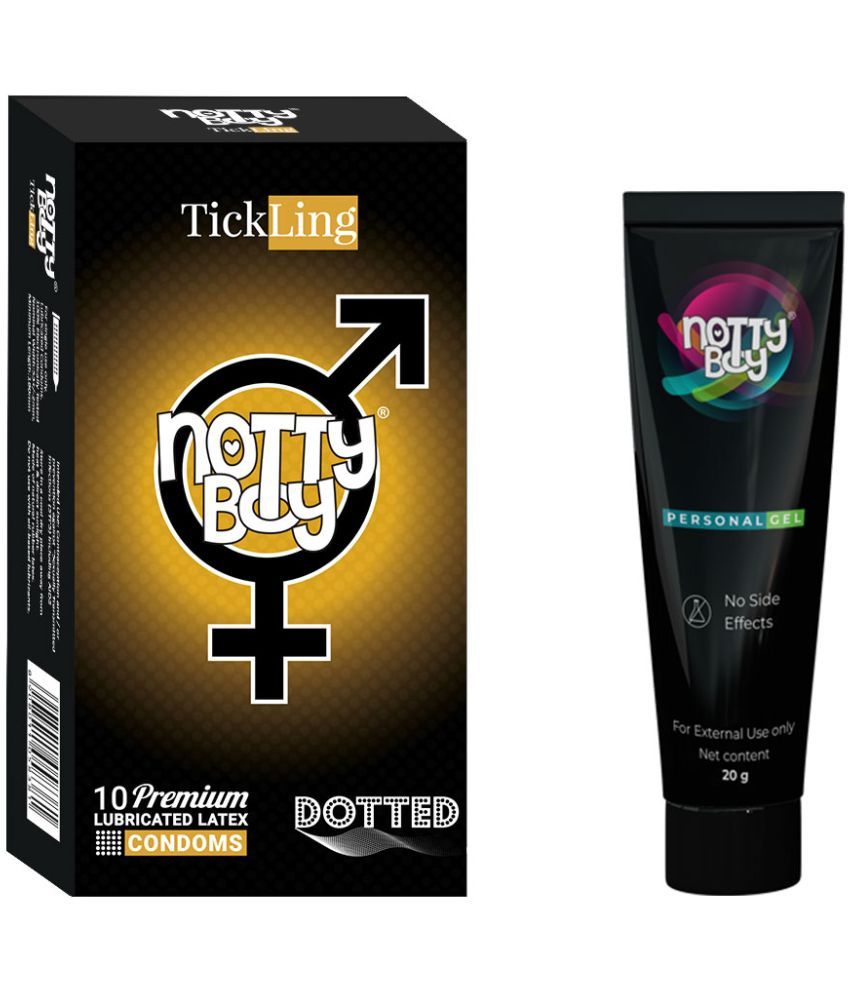     			NottyBoy Long Last Delay Gel 20gm and Extra Dotted 1500 Dots Condom (Pack of 10)