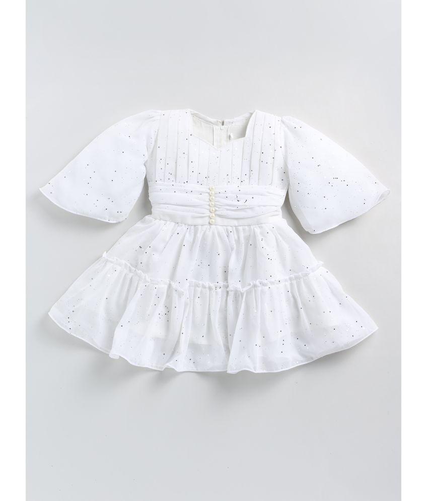     			SmartRAHO White Polyester Blend Baby Girl Dress ( Pack of 1 )
