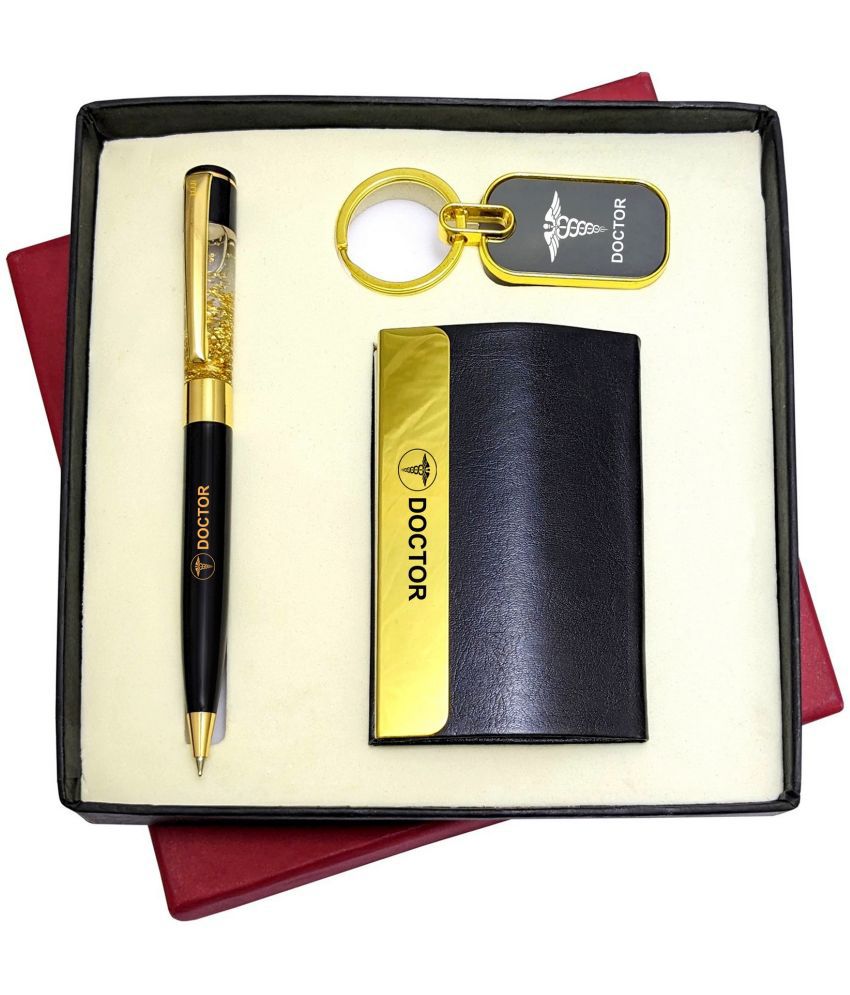     			UJJi 3in1 Doctor Logo Combo Set with Gold Gel Filled Pen, Keychain & ATM Card Holder
