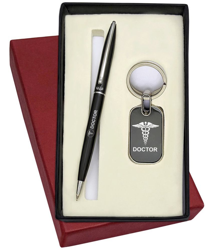     			UJJi Doctor Logo 2in1 Set with Slim Design Black Ball Pen and Keychain