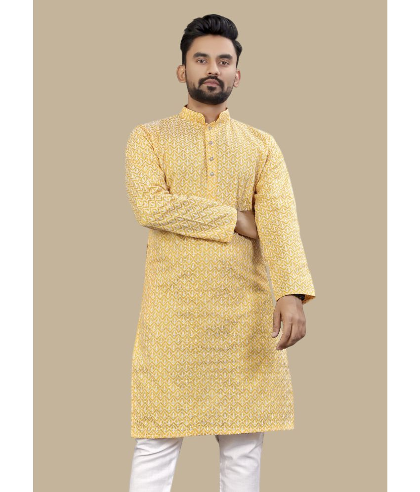     			YUG ART Yellow Silk Men's Regular Kurta ( Pack of 1 )