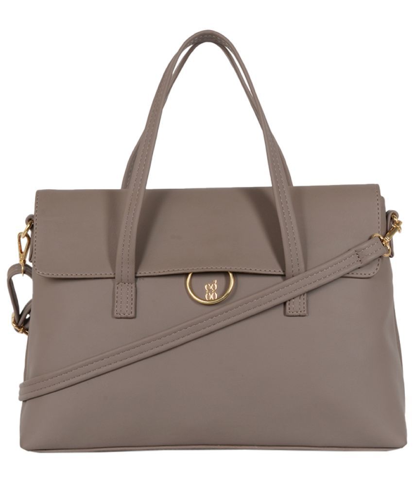     			Baggit Beige Faux Leather Satchel Bag