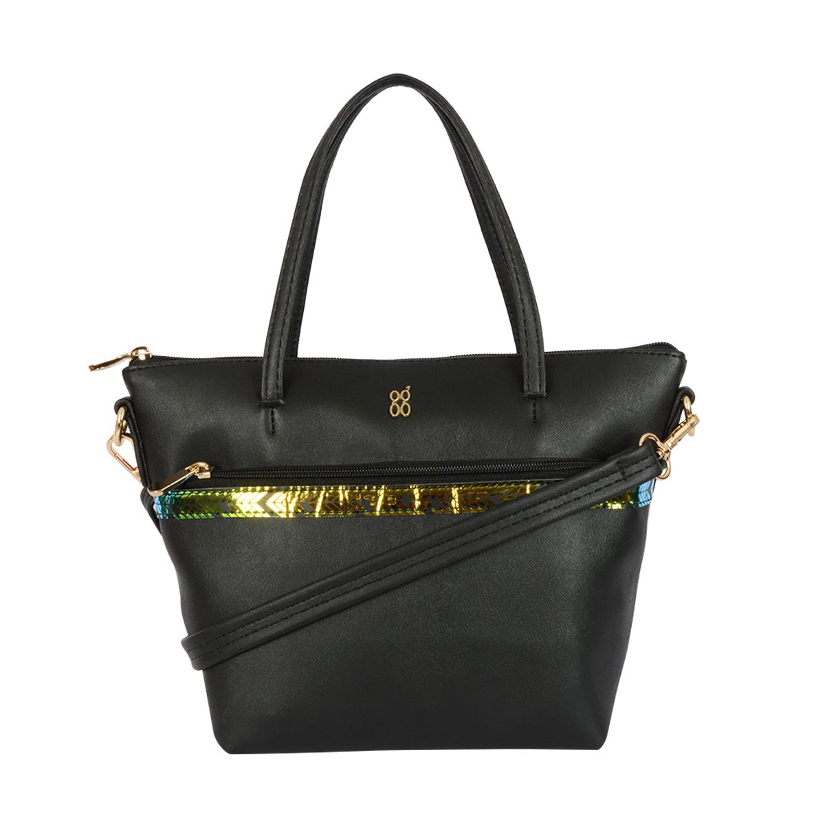     			Baggit Black Faux Leather Tote Bag