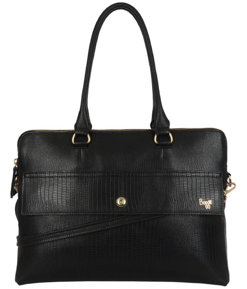     			Baggit Black Faux Leather Tote Bag