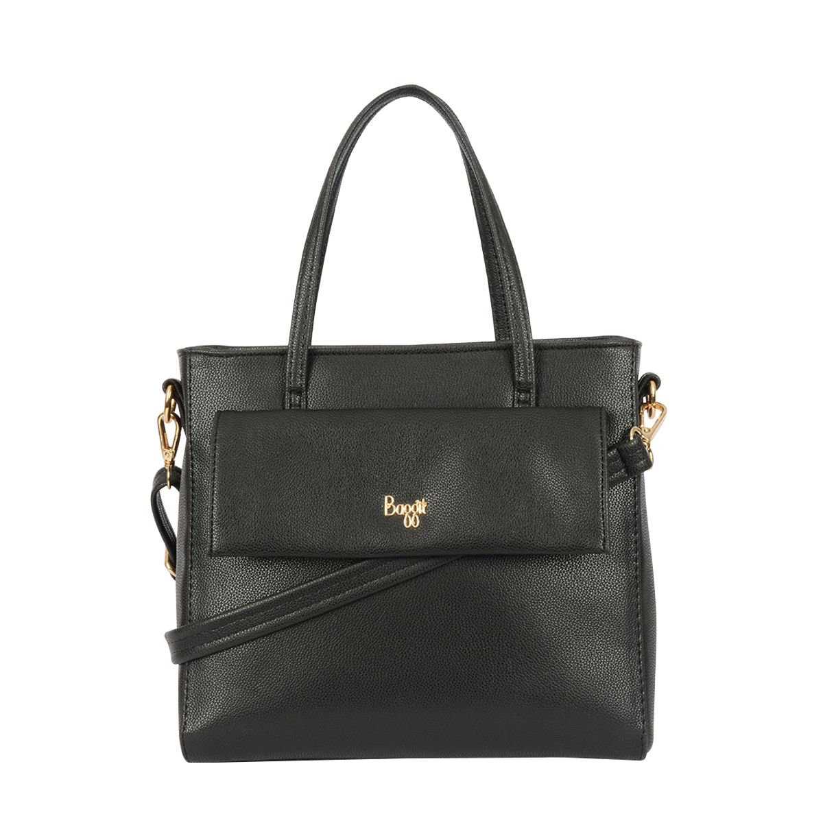     			Baggit Black Faux Leather Tote Bag