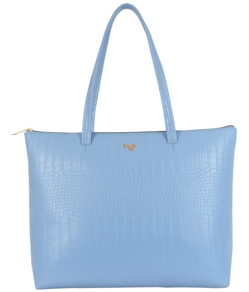     			Baggit Blue Faux Leather Tote Bag