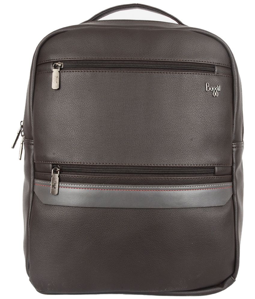     			Baggit Brown Faux Leather Backpack