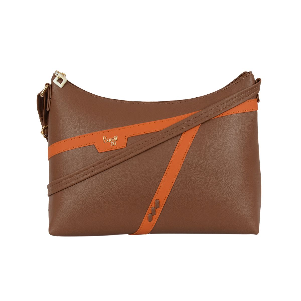     			Baggit Brown Faux Leather Hobo Bag