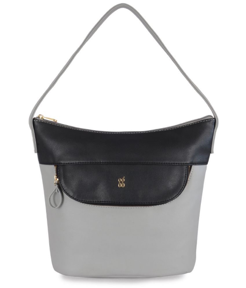     			Baggit Dark Grey Faux Leather Hobo Bag