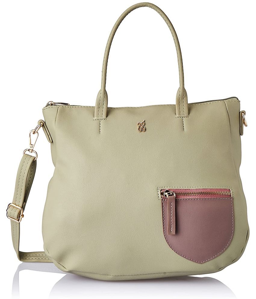     			Baggit Green Faux Leather Tote Bag