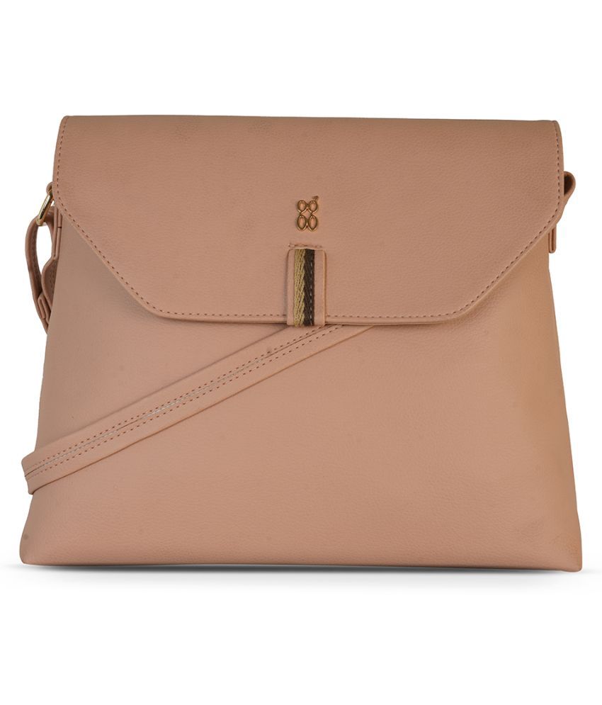     			Baggit Peach Faux Leather Satchel Bag