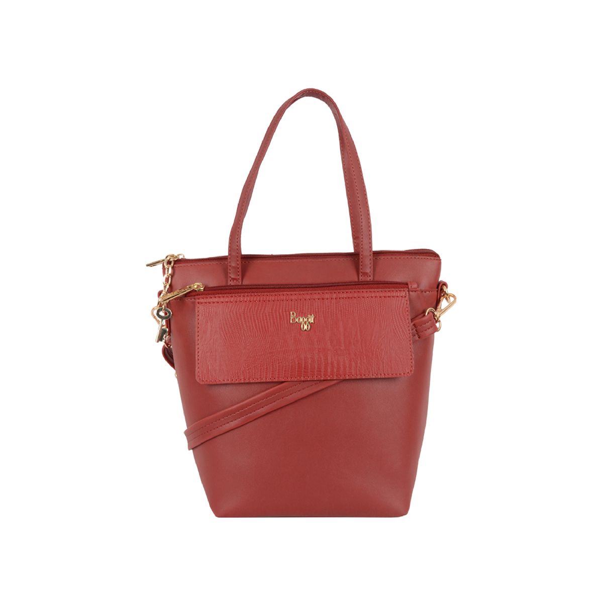     			Baggit Red Faux Leather Satchel Bag