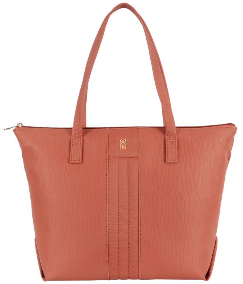     			Baggit Tan Faux Leather Tote Bag