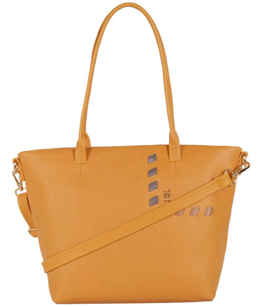     			Baggit Yellow Faux Leather Tote Bag