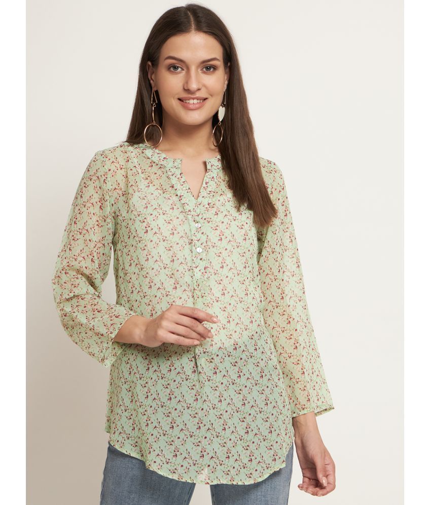     			Curvydrobe Mint Green Georgette Women's Regular Top ( Pack of 1 )