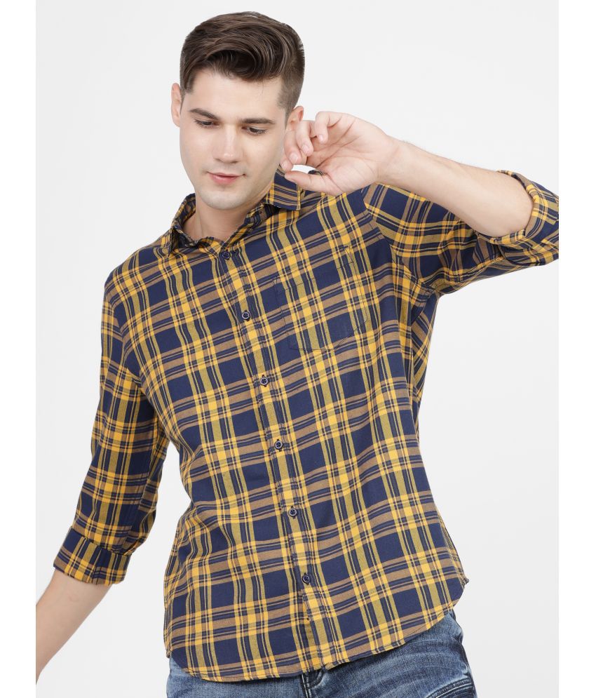     			Ketch Polyester Slim Fit Checks Full Sleeves Men's Casual Shirt - Mustard ( Pack of 1 )