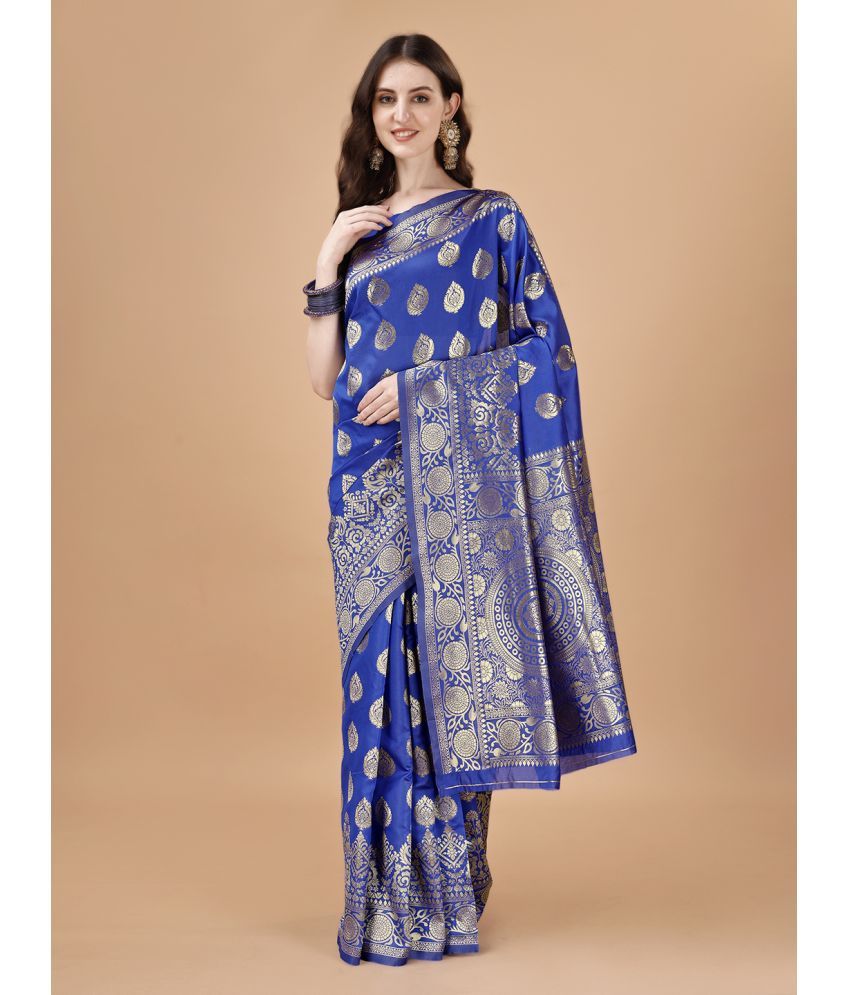     			LEELAVATI Banarasi Silk Embellished Saree With Blouse Piece - Blue ( Pack of 1 )