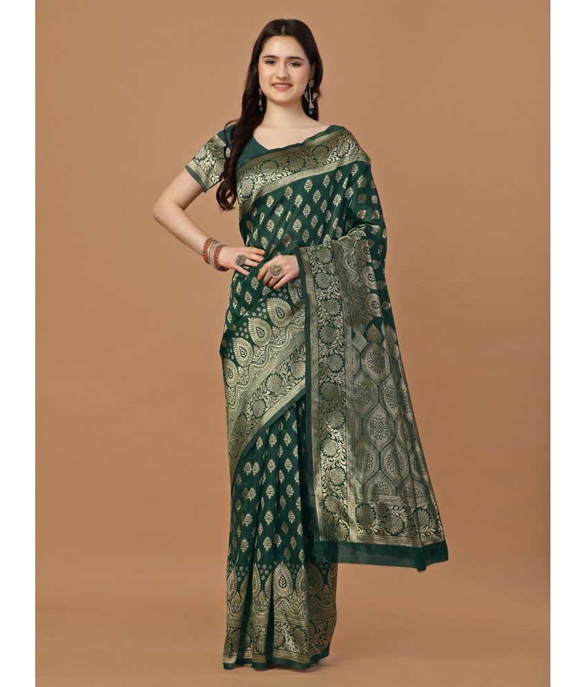     			LEELAVATI Banarasi Silk Embellished Saree With Blouse Piece - Green ( Pack of 1 )