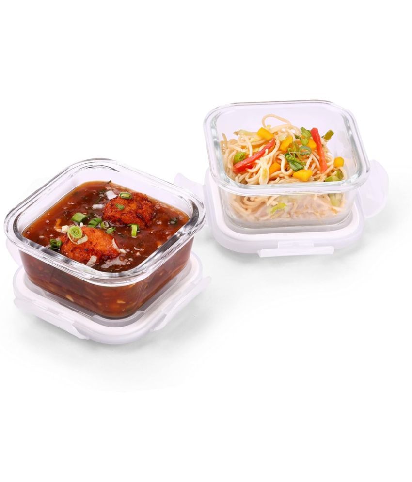     			Oliveware Glass Transparent Food Container ( Set of 2 )