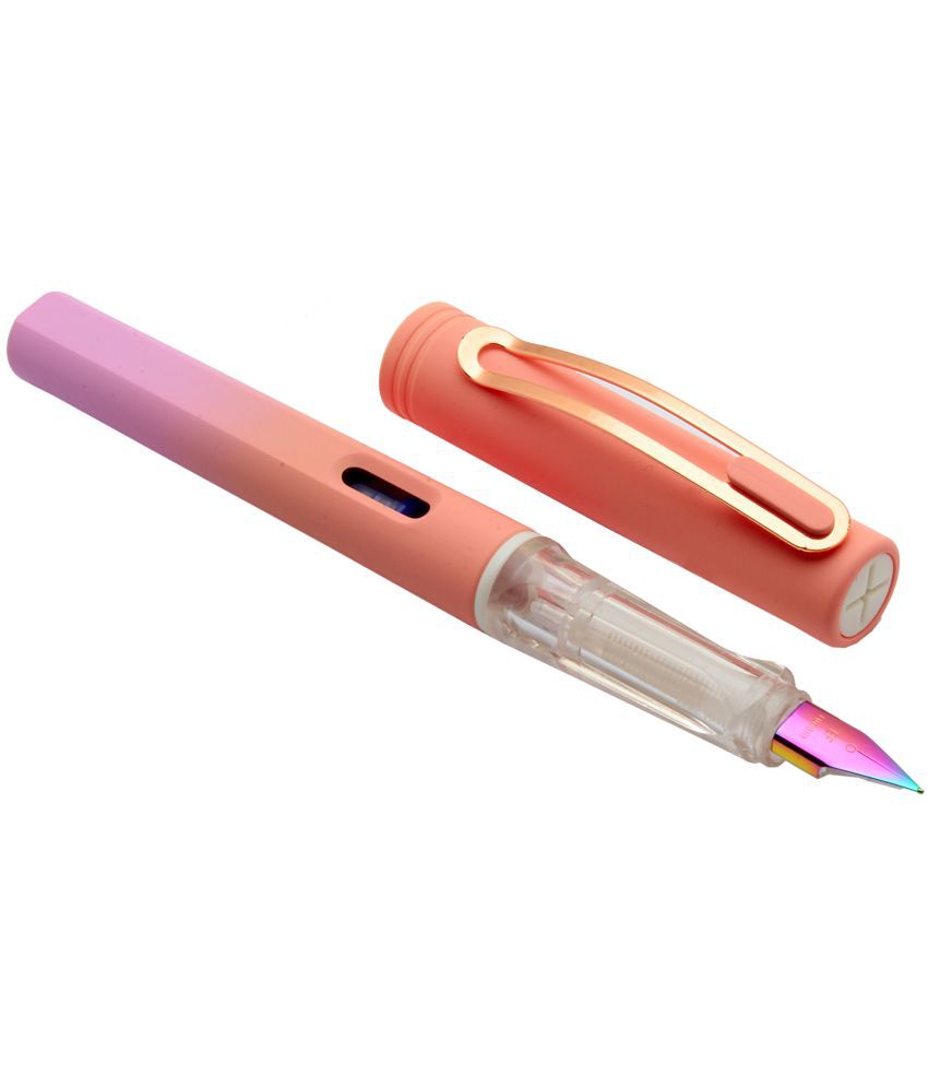     			Srpc Yiren Dualtone Color Velvet Rubber Finish Body Fountain Pen With Rose Gold Clip & Rainbow Colored Extra Fine Nib