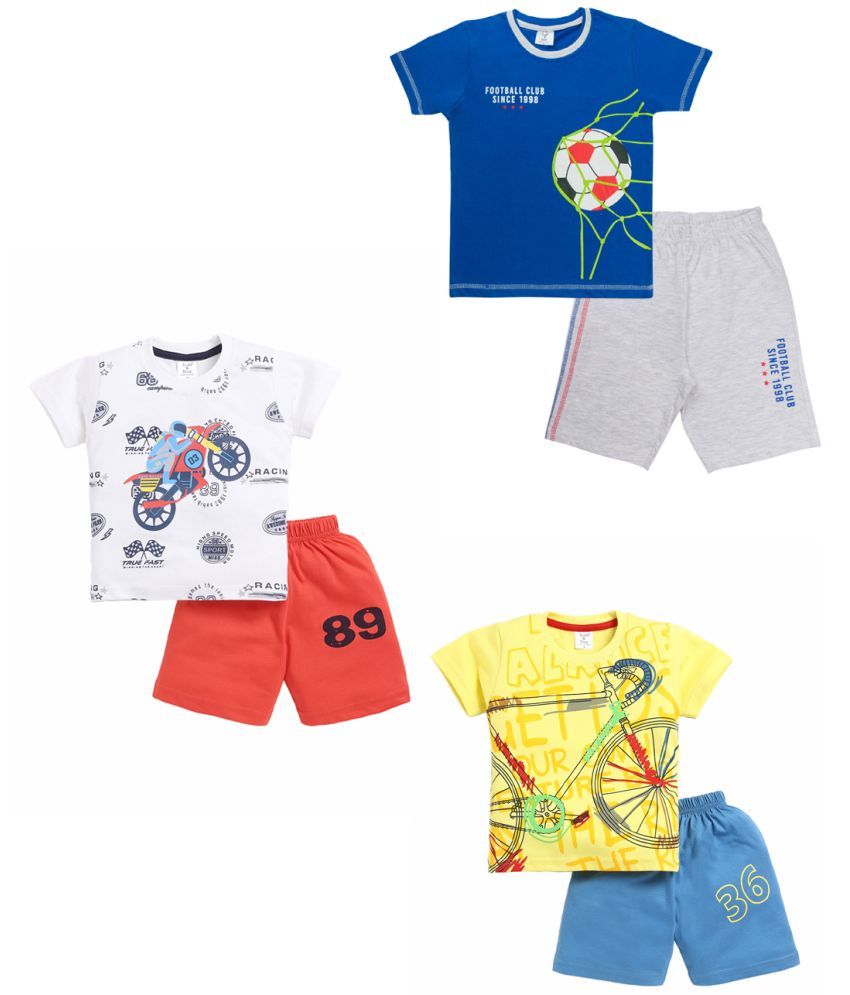     			Todd N Teen Multi Cotton Baby Boy T-Shirt & Shorts ( Pack of 3 )