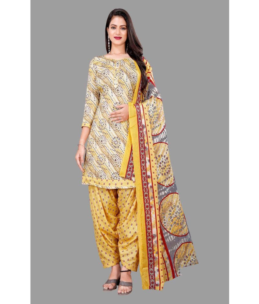     			WOW ETHNIC Unstitched Cotton Printed Dress Material - Yellow ( Pack of 1 )