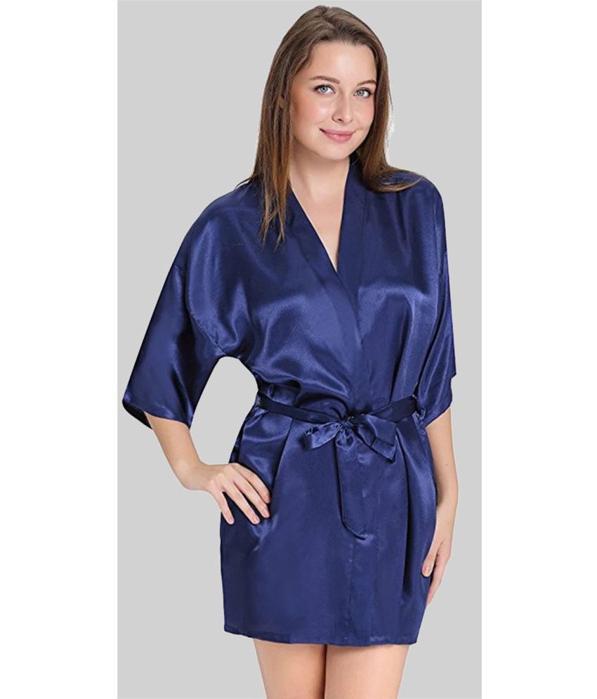     			ZYPRENT Navy Blue Satin Women's Nightwear Robes ( Pack of 1 )