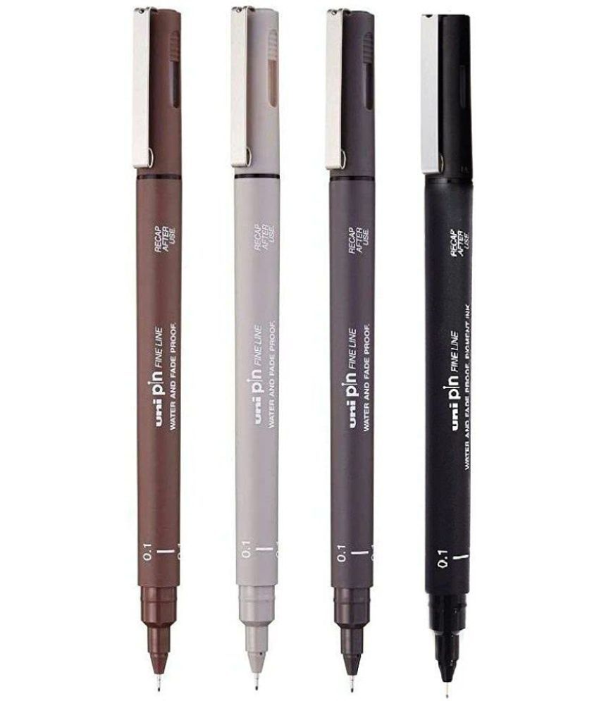     			uni-ball PIN-200C Fine Line Drawing Pen Combo Pack, 0.1 Black,0.1 Dark Grey,0.1 Light Grey & 0.1 Sepia, Pack of 4