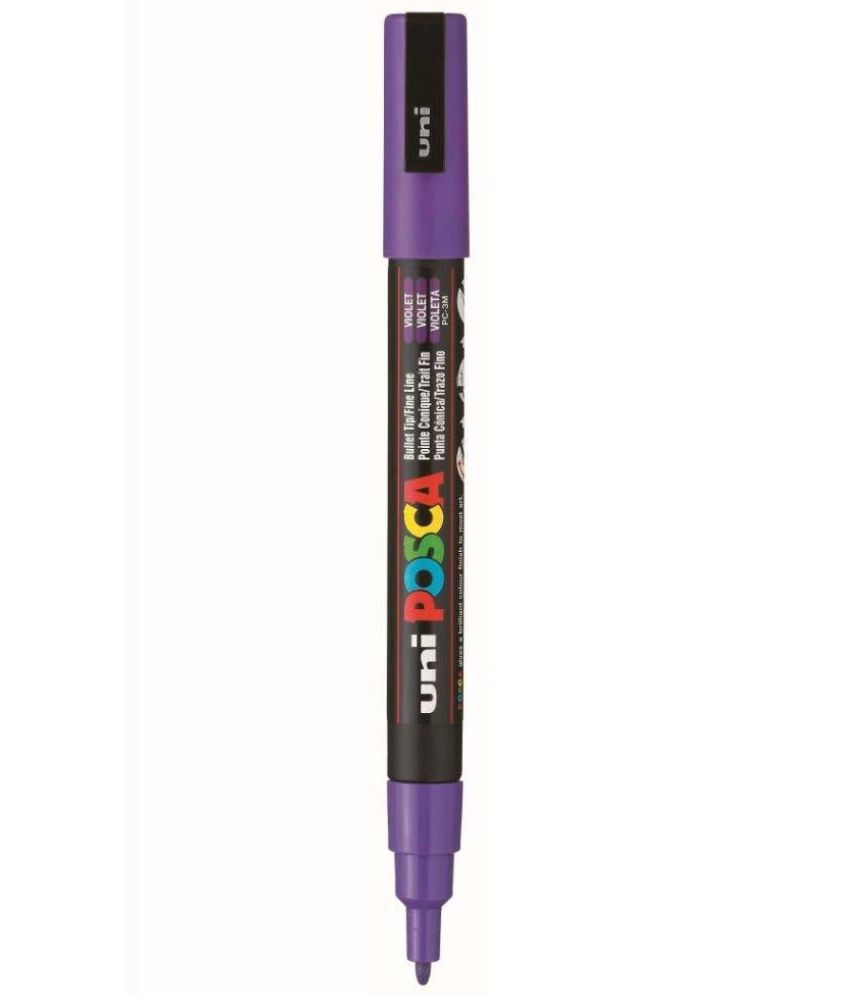     			uni-ball Posca 3M 0.9-1.3 mm Bullet Shaped Marker Pen, Violet Ink, Pack of 3