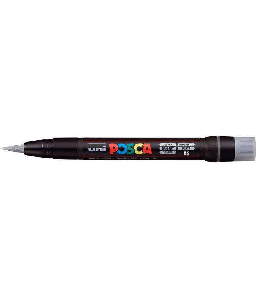     			uni-ball Posca PCF-350 1-10 mm Soft Brush Tip Paint Marker Pen, Silver Ink, Pack of 1