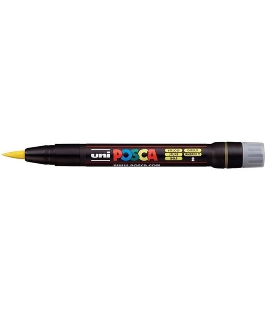     			uni-ball Posca PCF-350 1-10 mm Soft Brush Tip Paint Marker Pen, Yellow Ink, Pack of 1