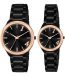 acnos Black Stainless Steel Analog Couple's Watch