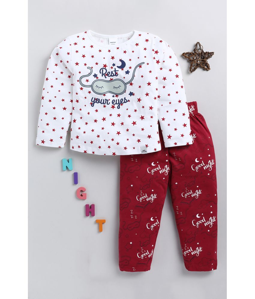     			Mom's Love Red Cotton Girls Top With Pajama ( Pack of 1 )