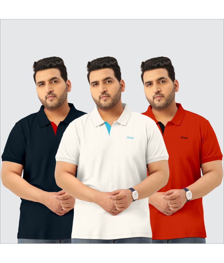     			TAB91 Cotton Blend Regular Fit Embroidered Half Sleeves Men's Polo T Shirt - Navy Blue ( Pack of 3 )