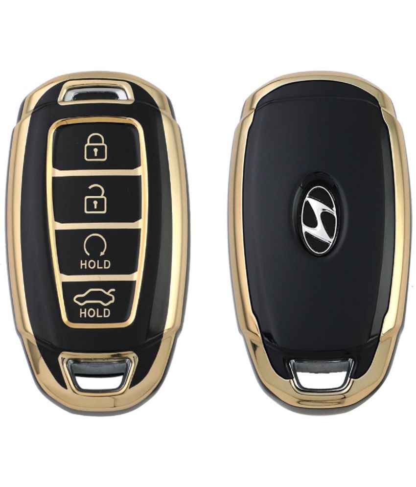     			TANTRA TPU Key Cover Compatible with Hyundai Verna 2023 Car 4 Button Smart Key (Black)