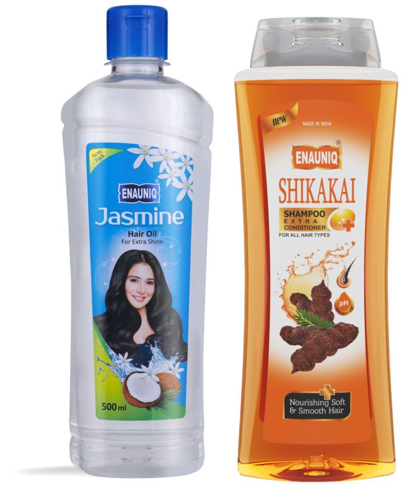     			Enauniq Jasmin Hair Oil (500ml) and Green Amla Shikakai Shampoo(500ml) for Hair Growth- 1000ml