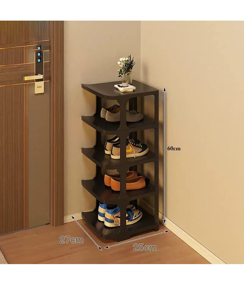     			House Of Quirk Plastic 5 Tier Shoe Rack Black