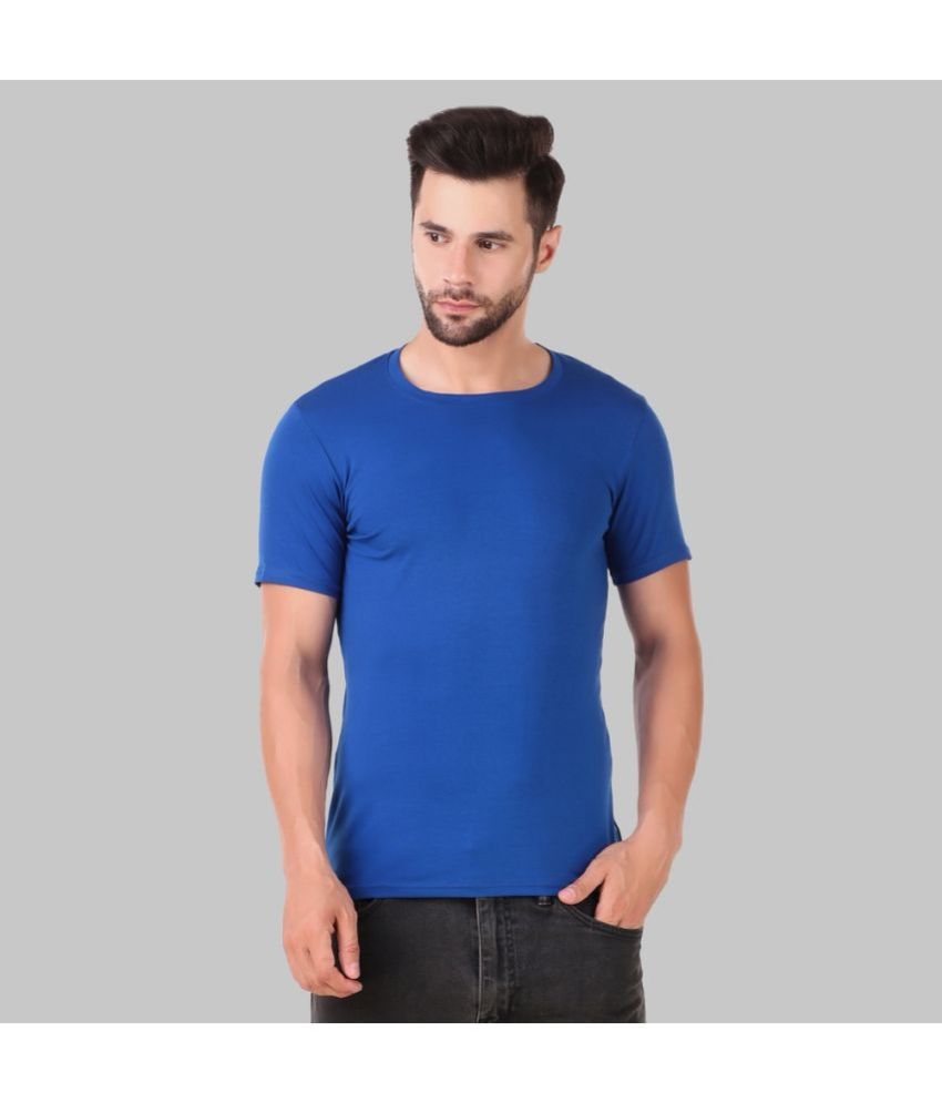     			IDASS Cotton Blend Regular Fit Solid Half Sleeves Men's T-Shirt - Navy Blue ( Pack of 1 )